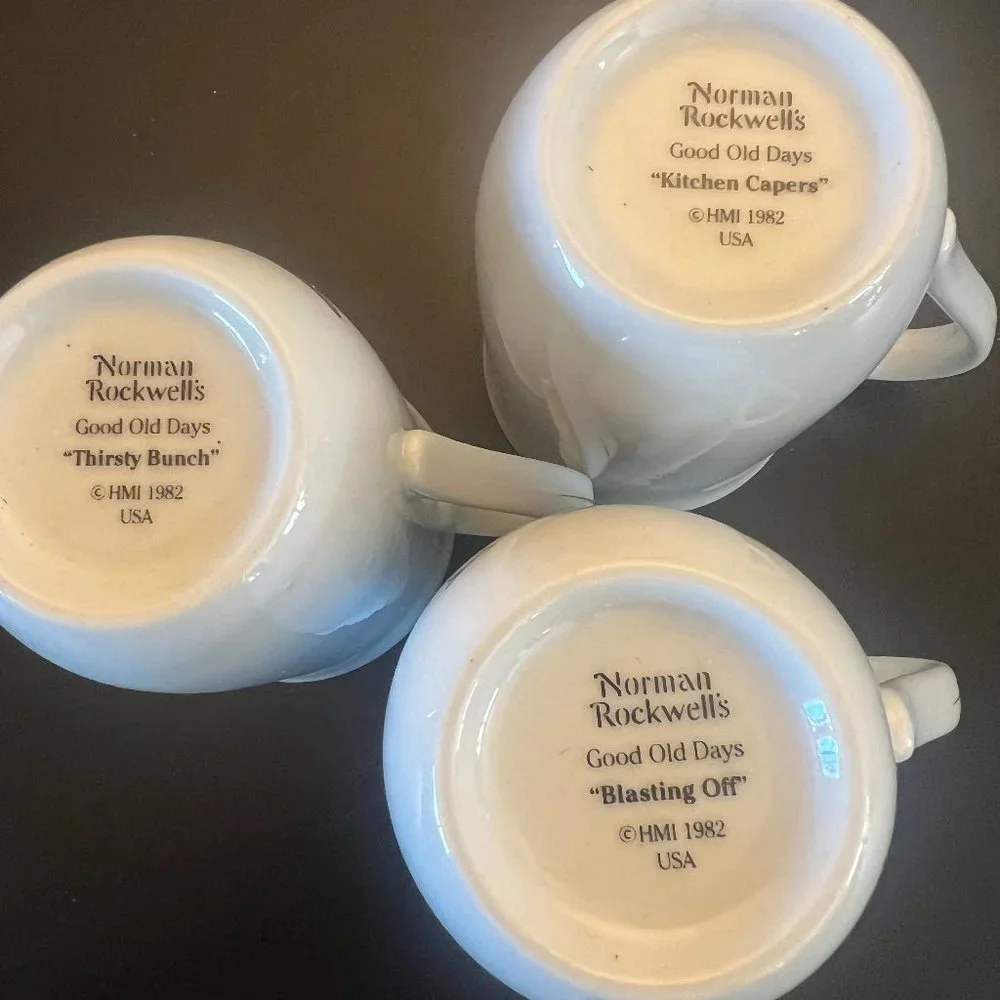 Set of 3 Vintage NORMAN ROCKWELL "Good Old Days" Collection Mugs ~ Cups - Picture 11 of 11